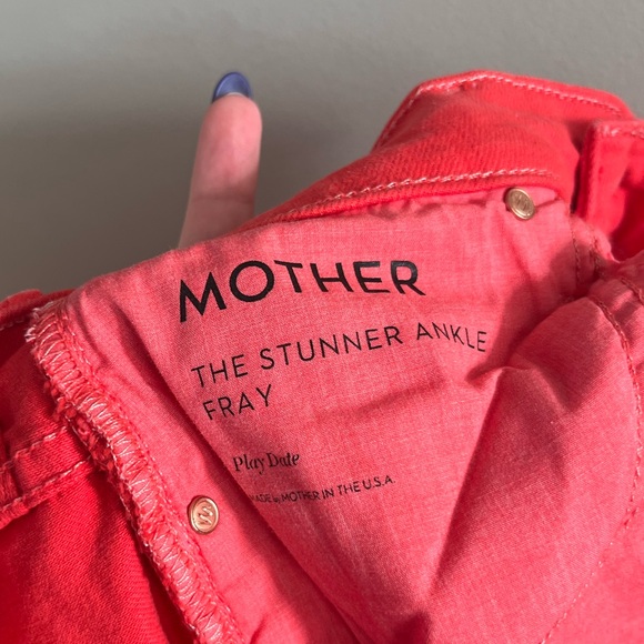 Mother Stunner‎ Ankle Fray - Red Jeans -  Play Date Size 27 - Picture 8 of 9